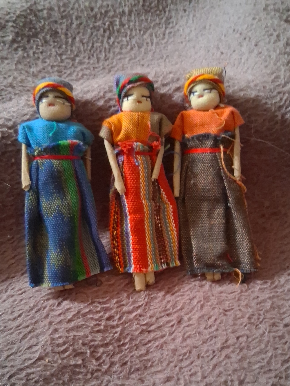 Handmade Guatemalan Worry Dolls - Set of 3 - Bright Multicolor